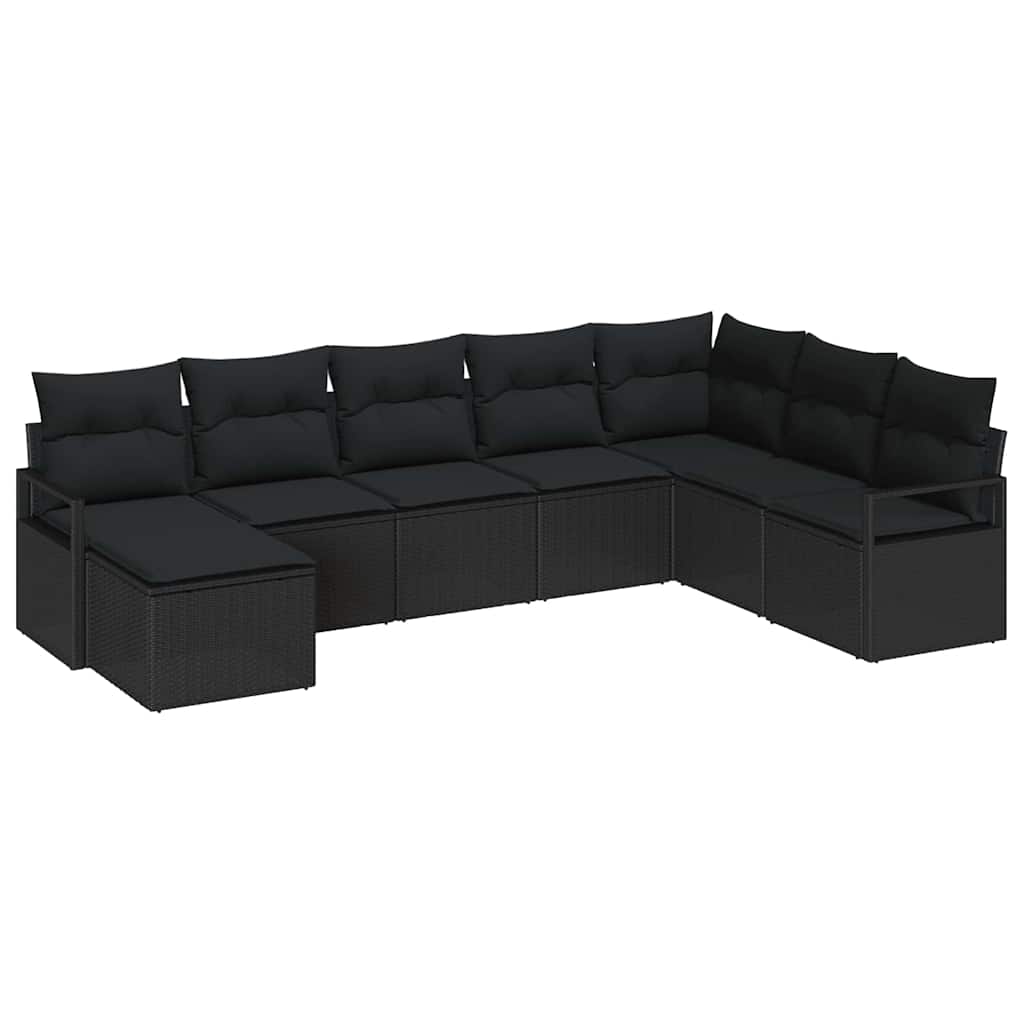 Sofa Sæt med pude med opbevaring 8 pcs Sort polyrattan