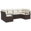Havesofa Sæt med pude 6 pcs Brun og hvid polyrattan