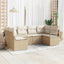 Havesofa Sæt med pude 6 pcs Beige og hvid polyrattan