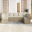 Havesofa Sæt med pude 7 pcs Beige og hvid polyrattan