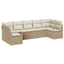 Havesofa Sæt med pude 7 pcs Beige og hvid polyrattan
