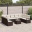 Havesofa Sæt med pude 10 pcs Brun og Creme polyrattan