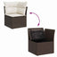 Havesofa Sæt med pude 10 pcs Brun og hvid polyrattan