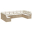 Havesofa Sæt med pude 10 pcs Beige og hvid polyrattan