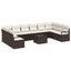 Havesofa Sæt med pude 11 pcs Brun og Creme polyrattan