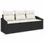 Havesofa Sæt med pude 3 pcs Sort og Hvid polyrattan