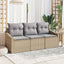 Havesofa Sæt med pude 3 pcs Beige og lys grå polyrattan