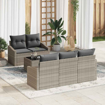 Sofa Sæt med pude 6 pcs Lysegrå og mørkegrå polyrattan