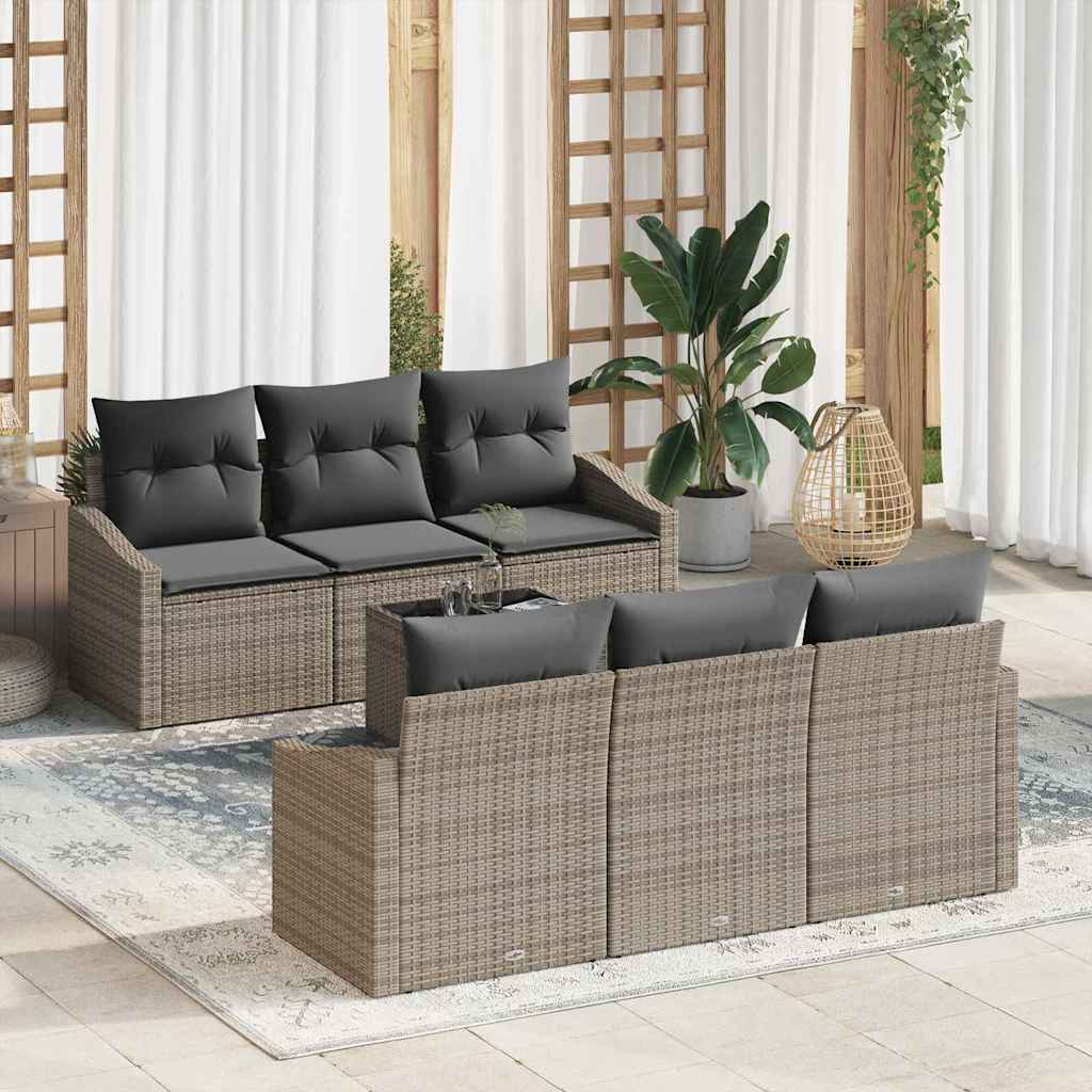 Sofa Sæt med pude med opbevaring 7 pcs Grå polyrattan