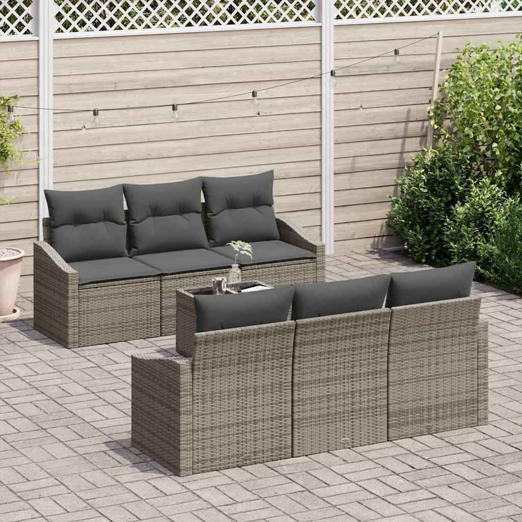 Sofa Sæt med pude med opbevaring 7 pcs Grå polyrattan