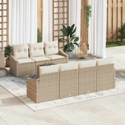 Sofa Sæt med pude 8 pcs Beige og creme polyrattan