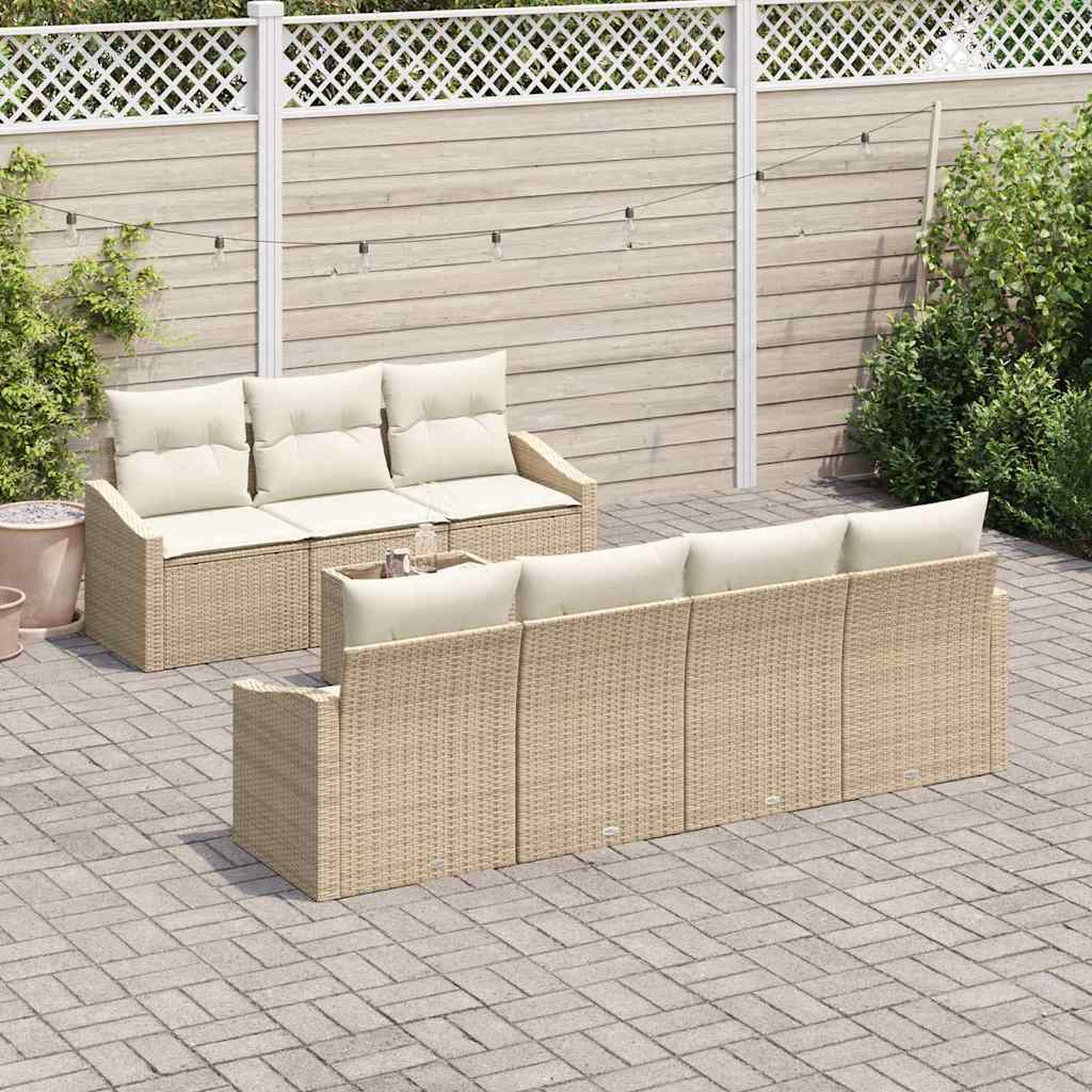Sofa Sæt med pude 8 pcs Beige og creme polyrattan