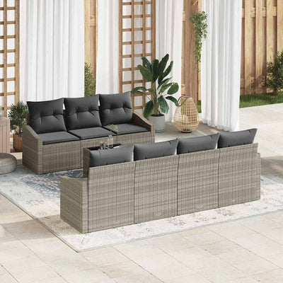 Sofa Sæt med pude 8 pcs Lysegrå og mørkegrå polyrattan
