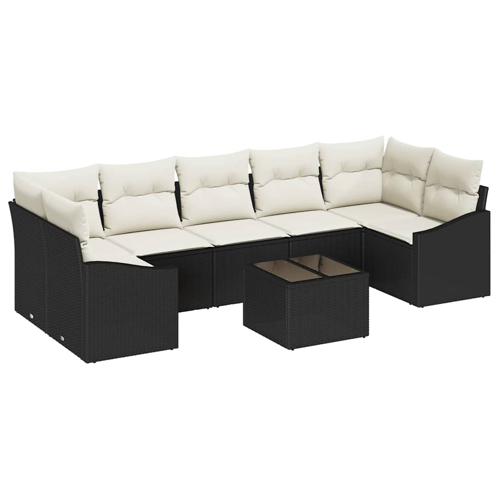 Sofa Sæt med pude med opbevaring 8 pcs Sort og Cream polyrattan
