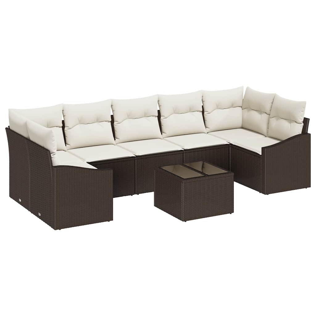 Sofa Sæt med pude med opbevaring 8 pcs Brun og Creme polyrattan