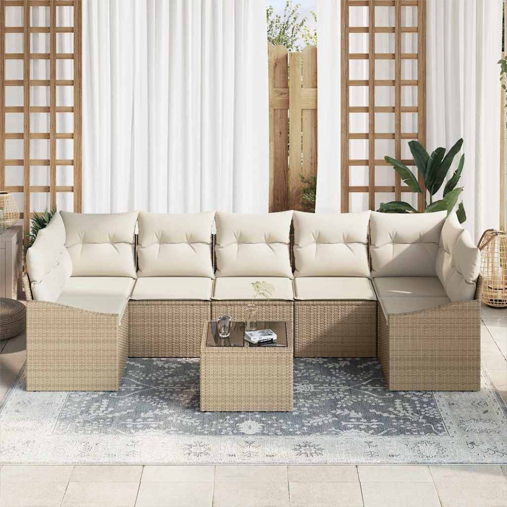 Sofa Sæt med pude 8 pcs Beige og creme polyrattan