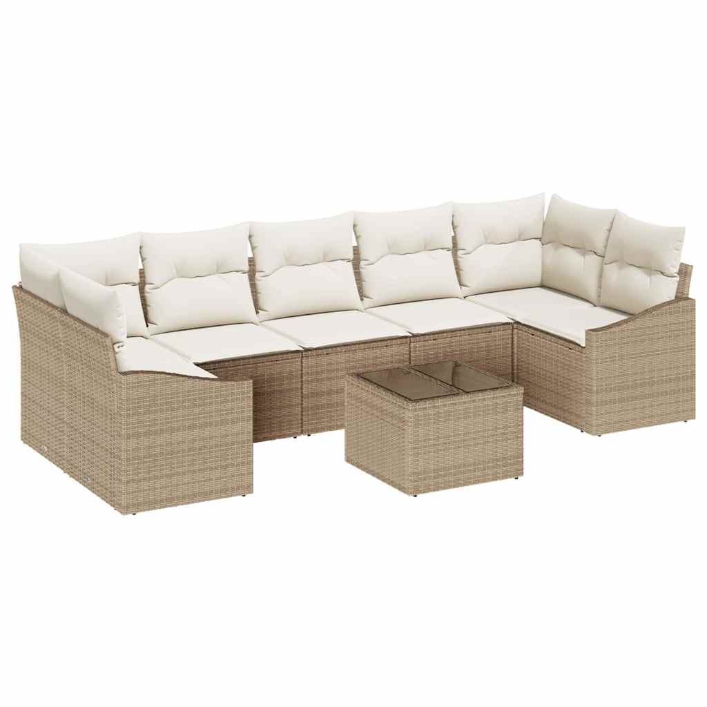 Sofa Sæt med pude 8 pcs Beige og creme polyrattan