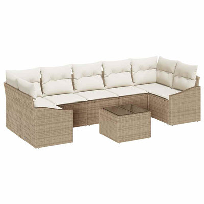 Sofa Sæt med pude 8 pcs Beige og creme polyrattan