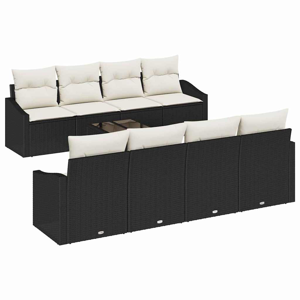 Sofa Sæt med pude med opbevaring 7 pcs Sort og Cream polyrattan