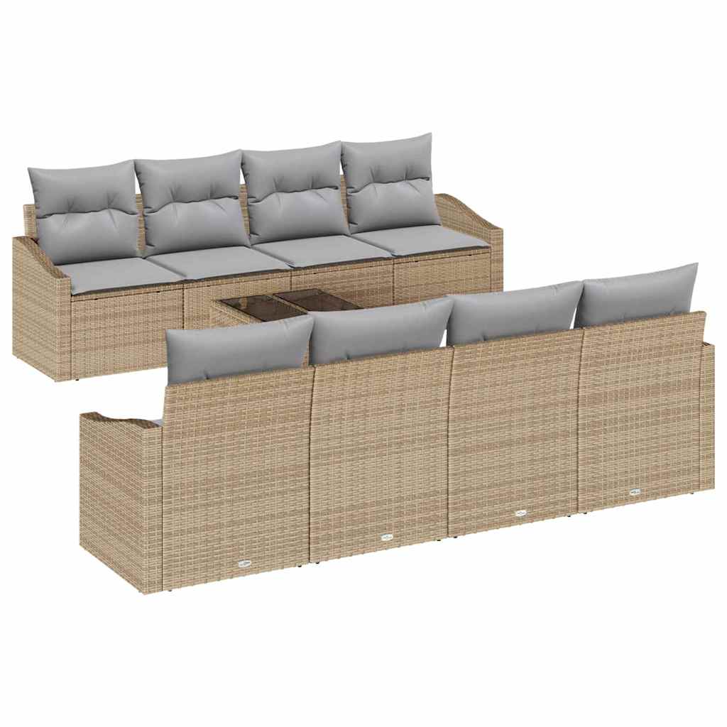 Sofa Sæt 7 stk. Beige og grå polyrattan
