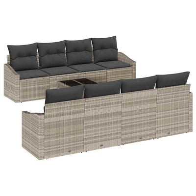 Sofa Sæt med pude 7 pcs Lysegrå og mørkegrå polyrattan