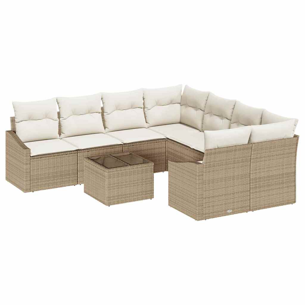 Sofa Sæt med pude 9 pcs Beige og creme polyrattan