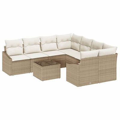 Sofa Sæt med pude 9 pcs Beige og creme polyrattan