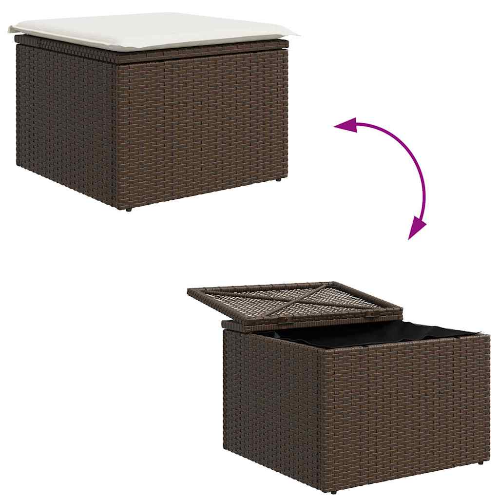 Sofa Sæt med pude med opbevaring 4 pcs Brun og Creme polyrattan