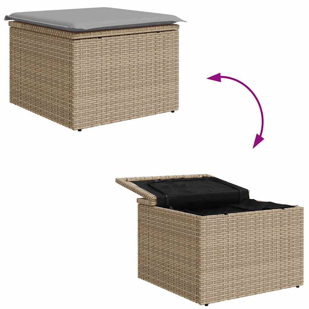 Sofa Sæt med pude 4 pcs Beige og lys grå polyrattan