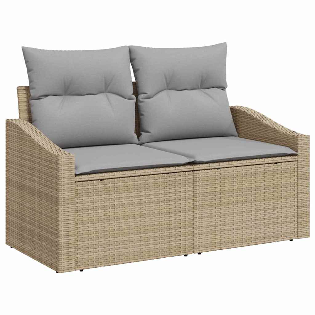 Sofa Sæt med pude 5 pcs Beige og lys grå polyrattan