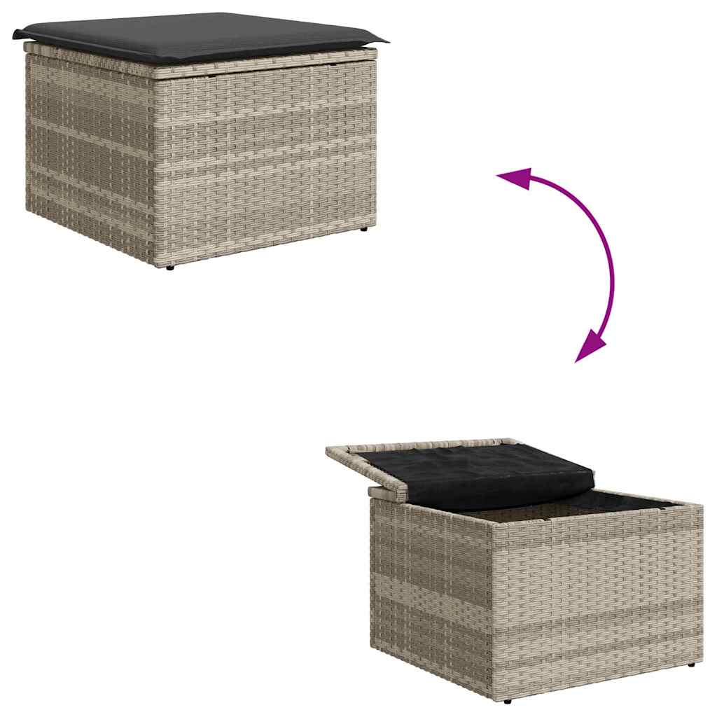 Sofa Sæt med pude med opbevaring 5 pcs Lysegrå polyrattan