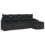 Sofa Sæt med pude med opbevaring 5 pcs Sort polyrattan