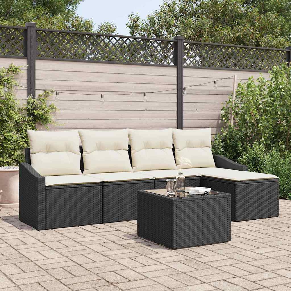 Sofa Sæt med pude med opbevaring 5 pcs Brun og Creme polyrattan