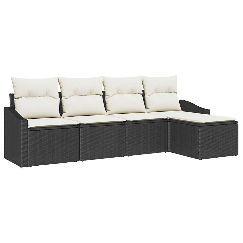 Sofa Sæt med pude med opbevaring 5 pcs Brun og Creme polyrattan