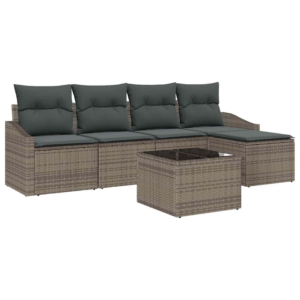 Sofa Sæt med pude med opbevaring 6 pcs Lysegrå polyrattan