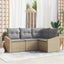 Havesofa Sæt med pude 4 pcs Beige og lys grå polyrattan