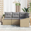 Havesofa Sæt med pude 4 pcs Beige og lys grå polyrattan