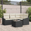 Havesofa Sæt med pude 5 pcs Brun og Creme polyrattan