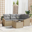 Havesofa Sæt med pude 5 pcs Beige og lys grå polyrattan