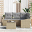 Havesofa Sæt med pude 5 pcs Beige og lys grå polyrattan