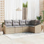 Havesofa Sæt med pude 5 pcs Beige og lys grå polyrattan