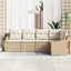 Havesofa Sæt med pude 5 pcs Beige og hvid polyrattan