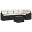 Havesofa Sæt med pude 6 pcs Brun og Creme polyrattan
