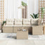 Havesofa Sæt med pude 6 pcs Beige og creme polyrattan