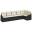 Havesofa Sæt med pude 6 pcs Sort og Hvid polyrattan