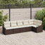 Havesofa Sæt med pude 6 pcs Brun og hvid polyrattan