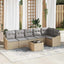 Havesofa Sæt med pude 7 pcs Beige og lys grå polyrattan