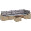 Havesofa Sæt med pude 7 pcs Beige og lys grå polyrattan