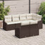Havesofa Sæt med pude 7 pcs Brun og hvid polyrattan