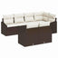 Havesofa Sæt med pude 7 pcs Brun og hvid polyrattan